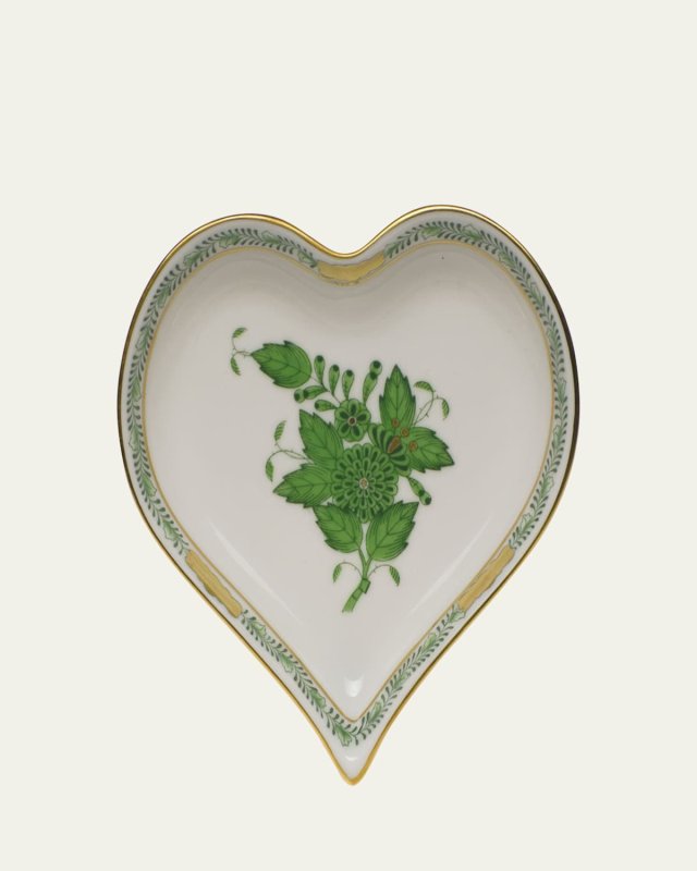 Chinese Bouquet Green Small Heart Tray